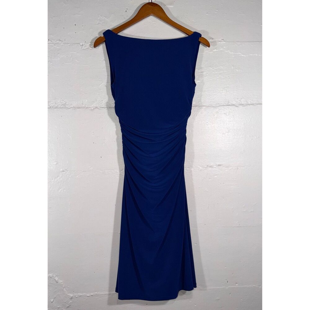 Lauren Ralph Lauren Blue Ruched Cowl Neck Stretch Sheath Dress Size 2 - Picture 7 of 11
